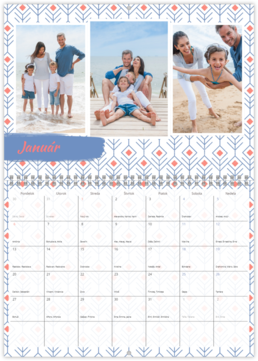 Nástenný plánovací fotokalendar - Pattern blue 